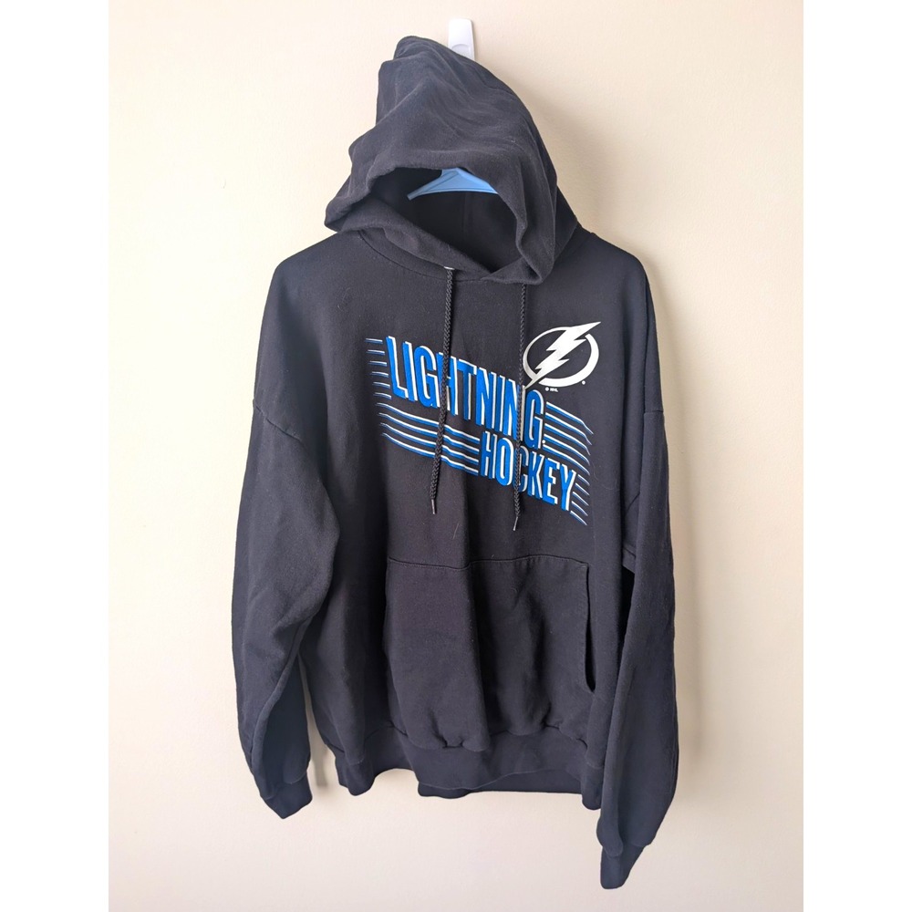 NHL Tampa Bay Lightning Hoodie Mens 2XL Black Pullover Hockey